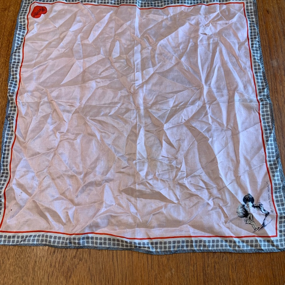 Vintage Pink Lucky scarf  with Red and grey Accents